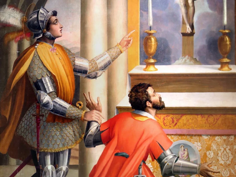 1550-Alessandro Pieroni - San Giovanni Gualberto e l'uccisore di suo fratello davanti al crocifisso di San Miniato, 1580 - Abbazia di San Michele Arcangelo a Passignano